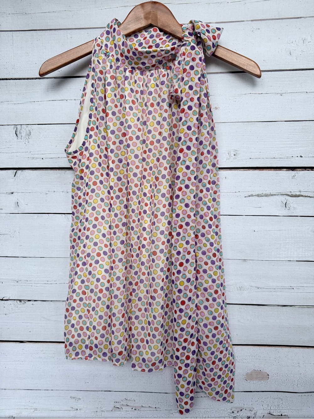 Basically Me Colorful Abstract Dot High Neck Sleeveless Top - Size Medium